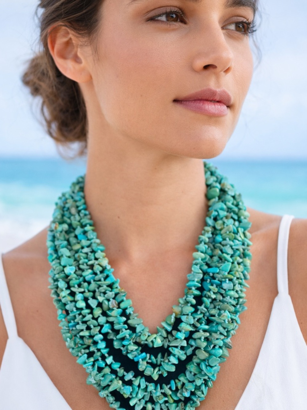 Multi-Strand Turquoise Chip Necklace 🌊✨